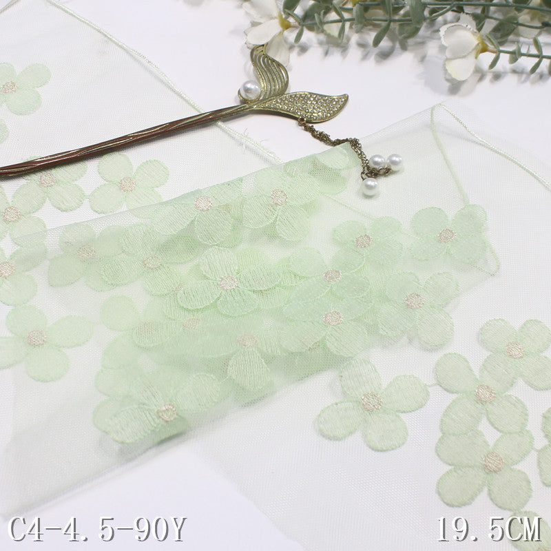 【1pack】-freedombeauty|Multicolor Mesh Fresh Flower Lightweight Embroidered Lace Trim 18cm Clothing Home Textile Lace Trim Accessories