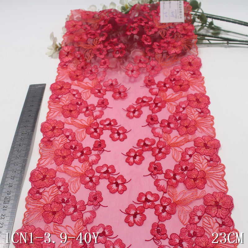 【1pack】-Freedombeauty | Multicolor Mesh Bilateral Vintage Flower Embroidery Lace 18cm Curtain Sofa Cushion Lace Accessories