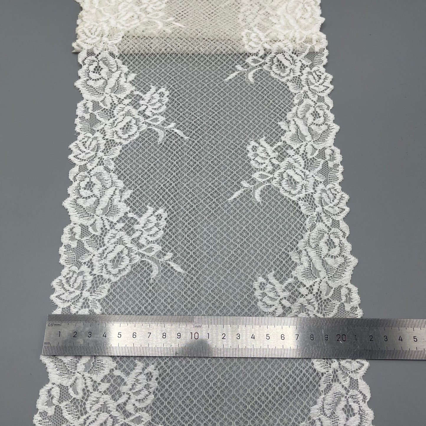 freedombeauty|21cm Stretch High-end White Hollow Lace Nylon Lace Wedding Dress Making Accessories Lace Trim