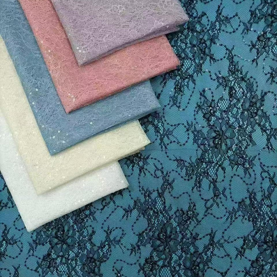 freedombeauty|Hot Selling Sequin Lace Fabric for Women's Base Shirt Dress Children's Swimwear Underwear Lace Fabric In Stock
