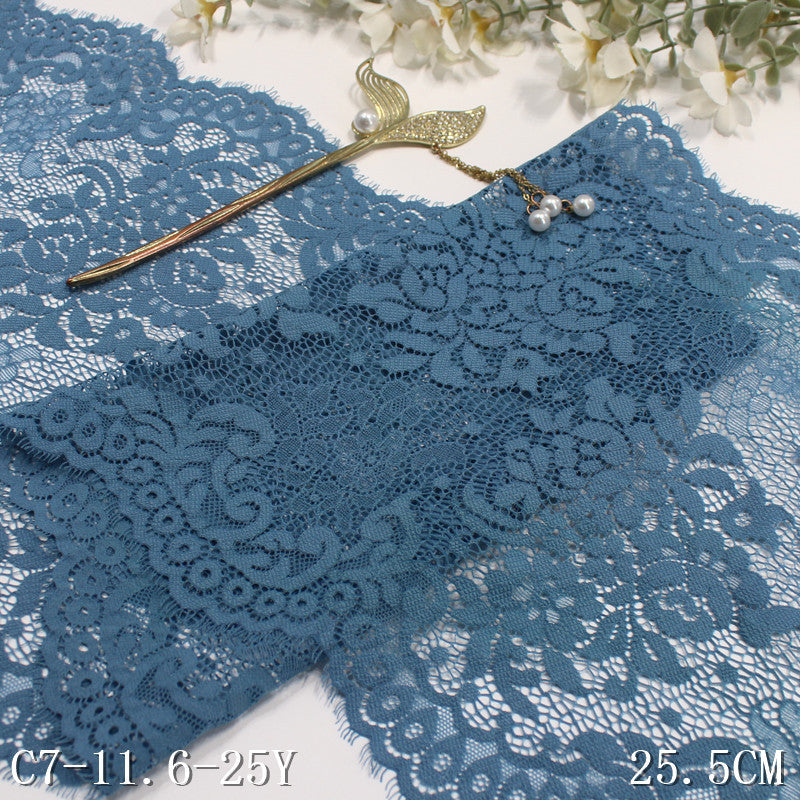 freedombeauty|Multicolor Double-Sided Wavy Asymmetrical Elastic Wide Eyelash Lace Trim Curtain 26cm Lace Trim Accessories