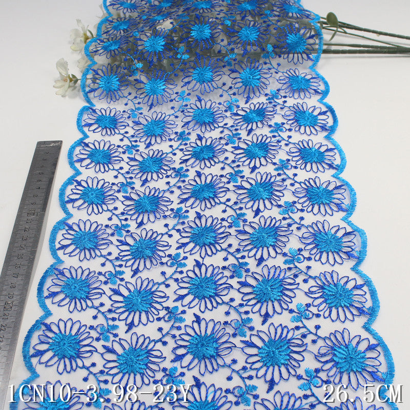 【1pack】-freedombeauty|White Mesh Full Vintage Floral Embroidery Trim Curtain Sofa Cushion 26cm Lace Trim Accessories