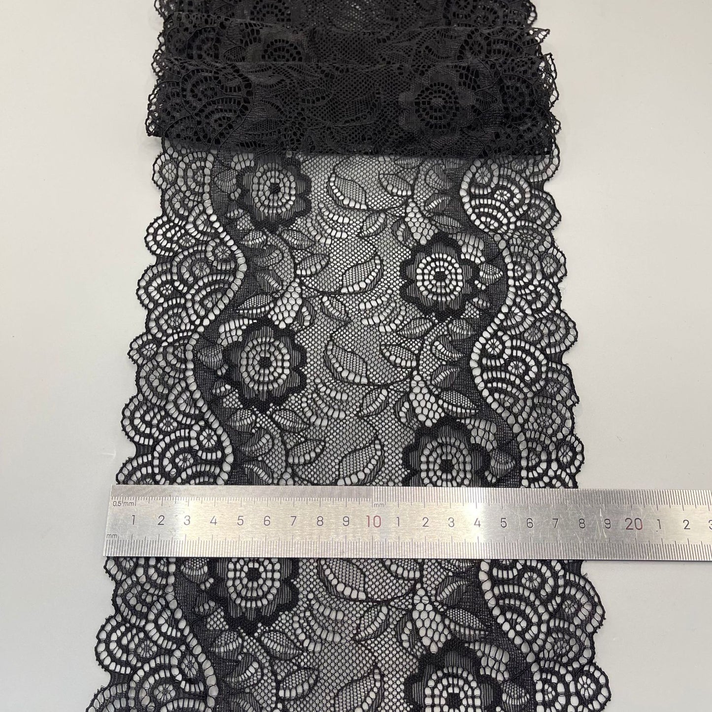 freedombeauty|18CM Lace Trim Elastic Lace Trim Rose Flower Shape Dense Pressed Yarn Accessories