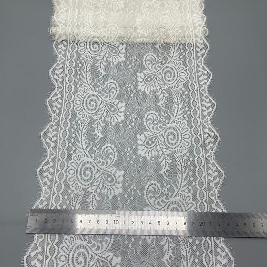 freedombeauty|22cm Elastic Eyelash High-end French Lace Trim Clothing Lingerie Wedding Dress Accessories DIY Supply