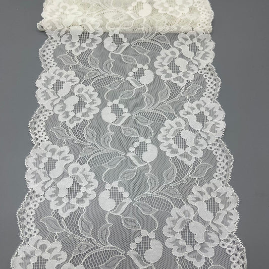 freedombeauty|22CM White Elastic Lace Trim Handmade Hollow Lace Wedding Dress Decoration Accessories Panty Lace