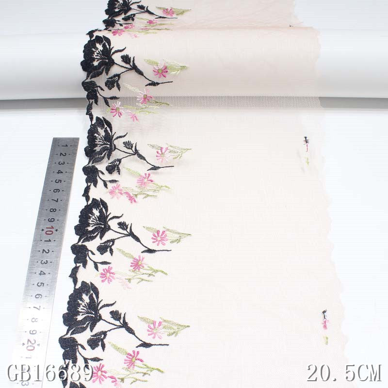 【1pack】-freedombeauty|Premium Pink Mesh Fresh Polyester Flower Embroidery Lace Trim for Lingerie Performance Costume Lace Accessories