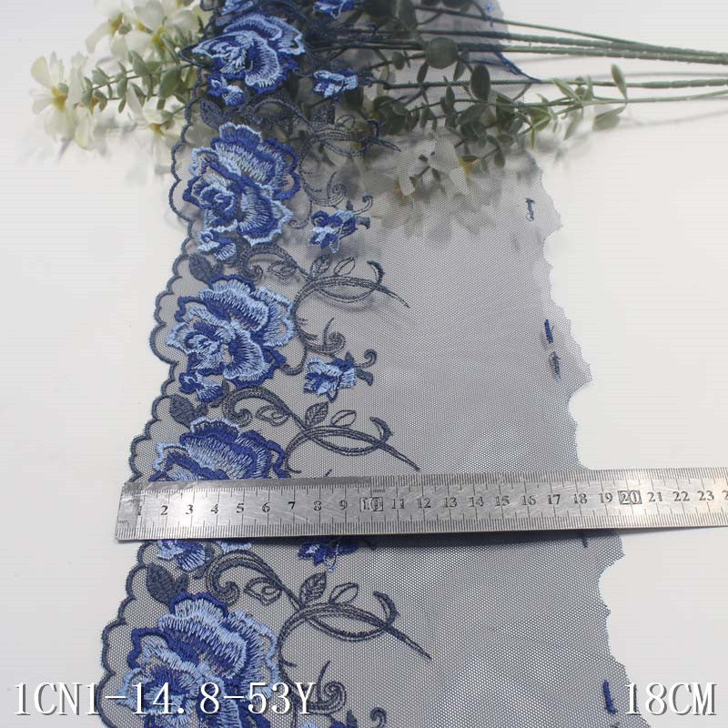 【1pack】-freedombeauty|Multicolor Mesh Single-Sided Vintage Exquisite Flower Embroidery Lace DIY Clothing Curtain Lace Trim Accessories