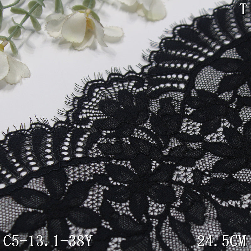 freedombeauty|Carbon Black Full Pattern Retro Sexy Stretch Eyelash Lace Semi-Transparent Soft Lingerie Accessories DIY