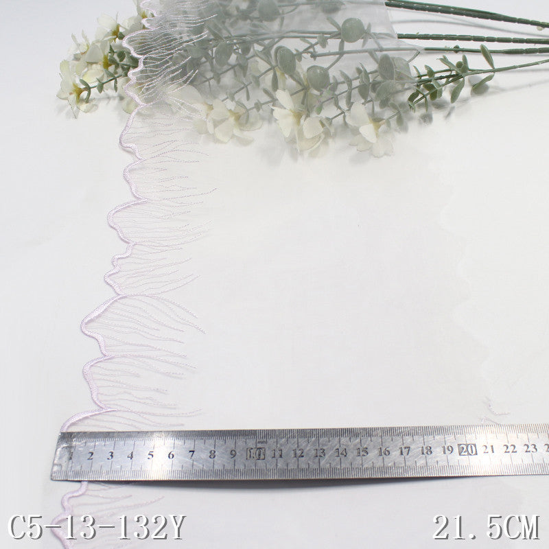 【1pack】-freedombeauty|Two-tone Mesh Single-sided Ancient Style Polyester Thread Embroidery Lace Trim Performance Costume Curtain 21cm Lace Trim Accessories