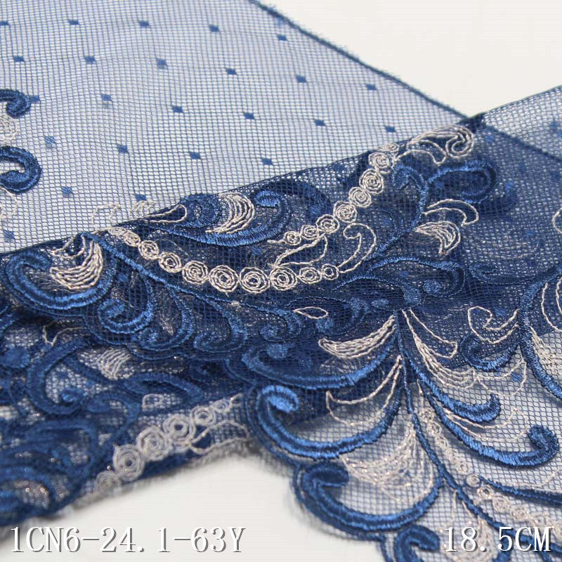 【1pack】-freedombeauty|Two-tone Lace Mesh Polyester Thread Embroidery Trim DIY Accessories Curtain Underwear Clothing Accessories Trim