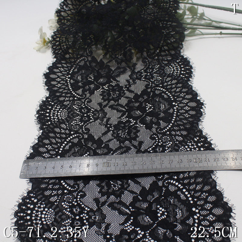 freedombeauty|Multicolor Retro Double Wave Flower Misaligned Elastic Eyelash Lace Trim Performance Costume Lingerie Lace Accessories