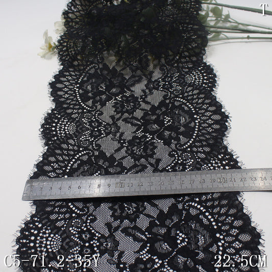 freedombeauty|Multicolor Retro Double Wave Flower Misaligned Elastic Eyelash Lace Trim Performance Costume Lingerie Lace Accessories