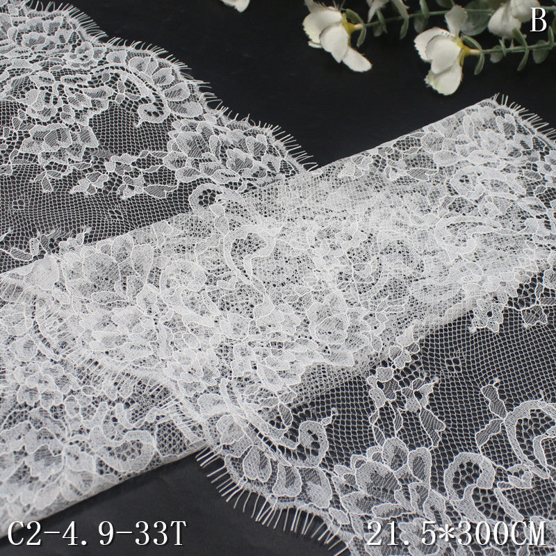 freedombeauty|Black and White Double Wave Thread Pattern French Style Lightweight Non-Elastic Eyelash Tablecloth Underwear Decoration Lace Trim