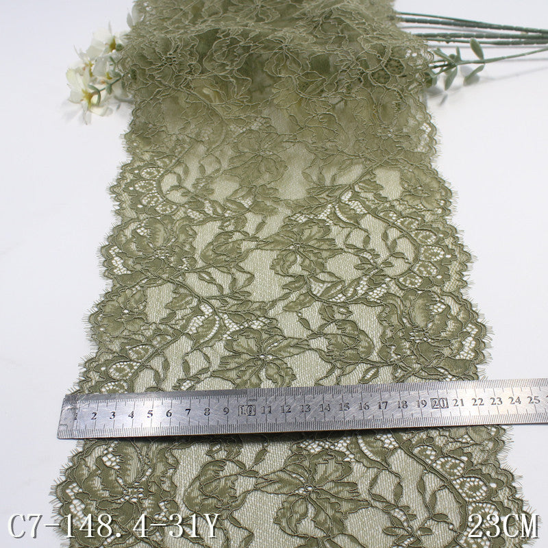 freedombeauty|Two-tone Braided Ancient Style Wavy Flower Elastic Eyelash Lace Trim for Lingerie and Curtain Lace Accessories