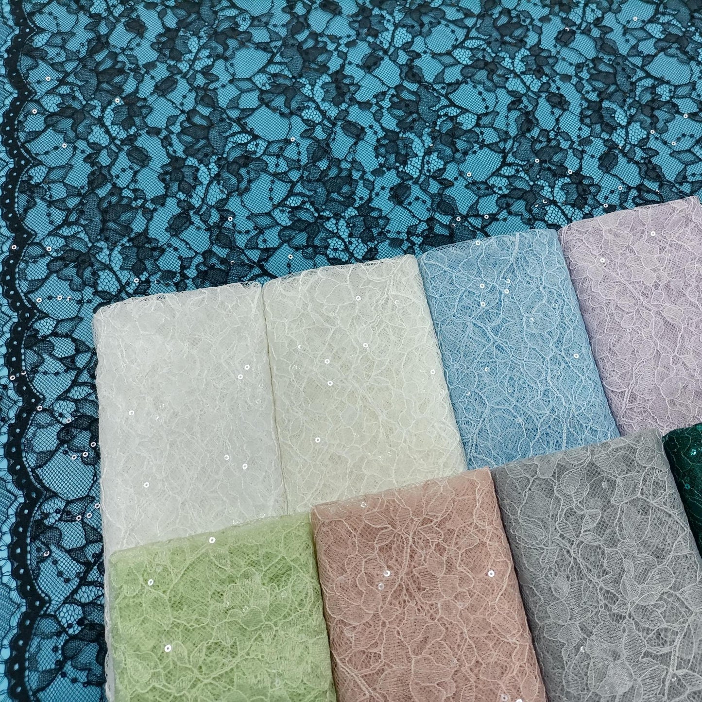 freedombeauty|Nylon Sequin Lace Fabric Full Pattern Lace Fabric Dress Fashion Gown Wedding Dress Children's Decorations