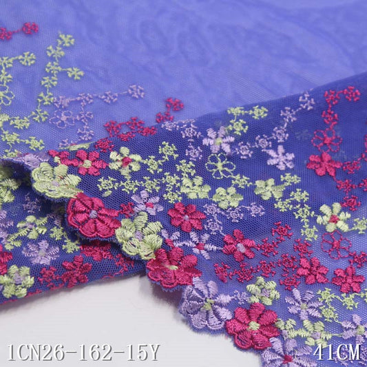 【1pack】-freedombeauty|Two-tone Double-sided Fresh Small Floral Elastic Embroidery Wide Lace Trim Clothing Lingerie Lace Trim DIY Accessories