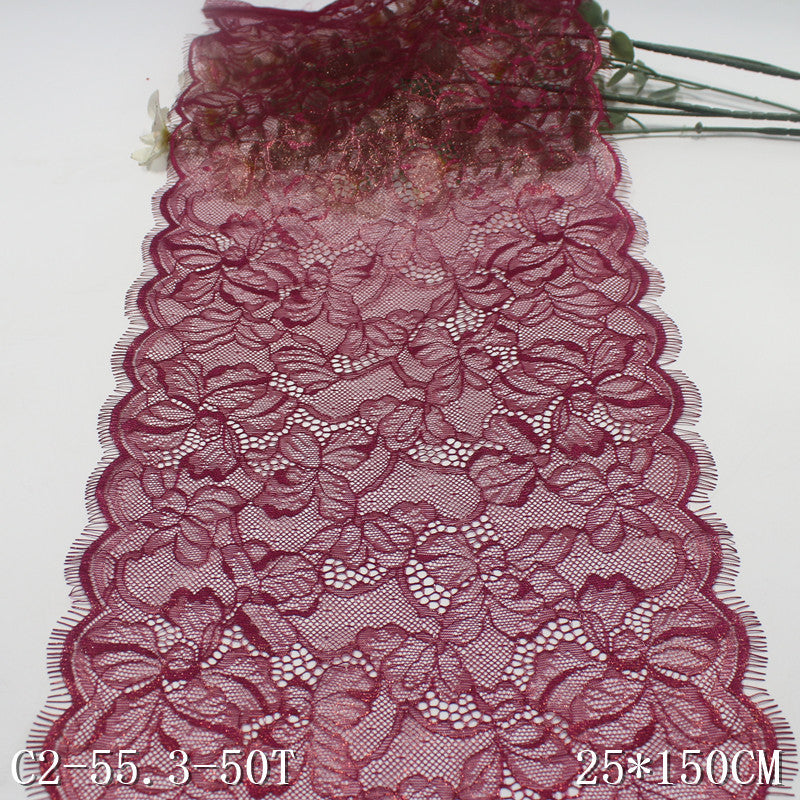 freedombeauty|Dark Purple Full Gold Foil Pattern Non-Elastic Eyelash Performance Costume Curtain 25cm Lace Trim DIY