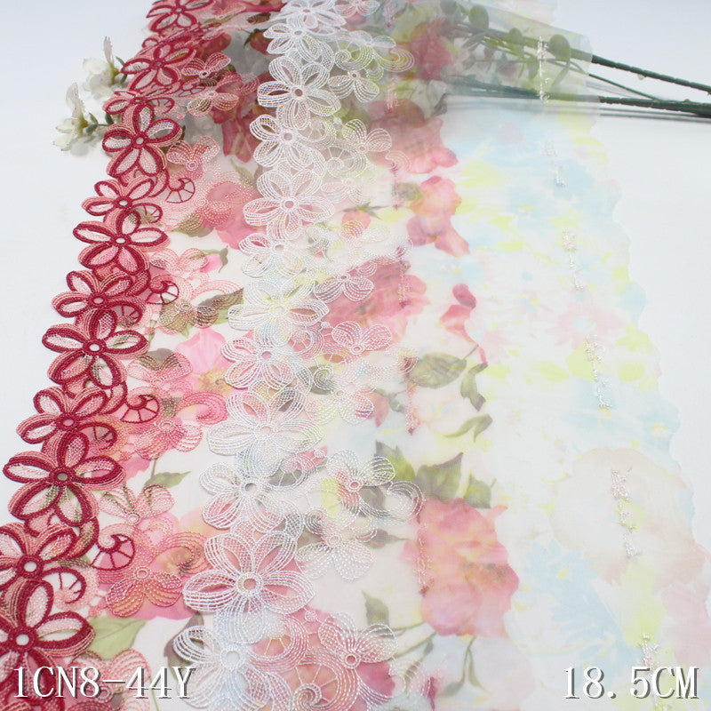 【1pack】-freedombeauty|Exquisite Printed Mesh Single Edge Hollow Flower Embroidery Lace Trim Clothing Home Textile Lace Trim DIY