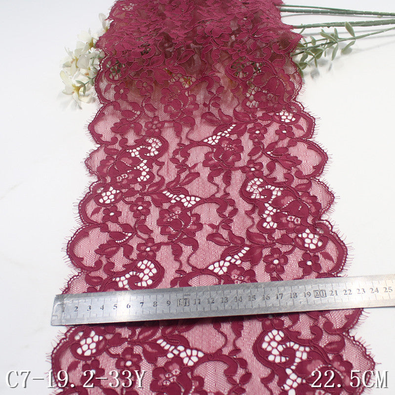 freedombeauty|Two-tone Double-sided Wavy Ancient Style Elastic Eyelash Lace Trim Ancient Hanfu Curtain 22cm Lace Trim Accessories