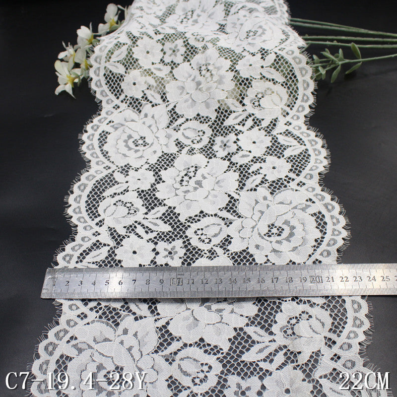 freedombeauty|Multicolor Thread Double-Sided Wavy Flower Elastic Eyelash Lace Trim Performance Costume Curtain Lace Trim Accessories