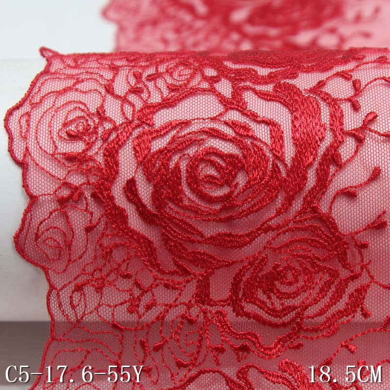 【1pack】-freedombeauty|Three-Color Mesh Polyester Hollow Large Rose Embroidery Trim Accessories Curtain Underwear Decoration Trim