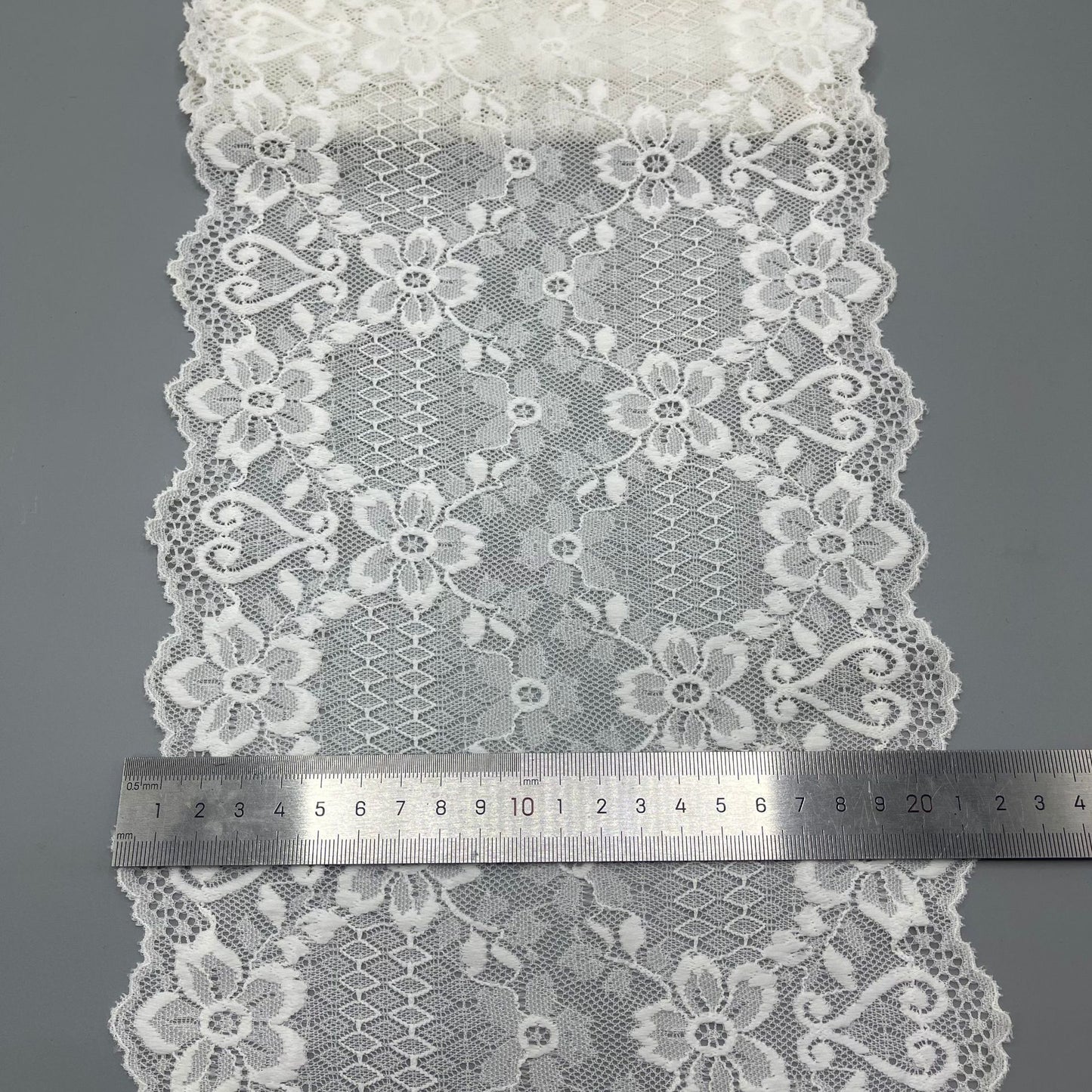 freedombeauty|21cm Elastic Lace Trim Hollow Lace Material White Wedding Dress Lace Nylon Decoration Clothing Accessories