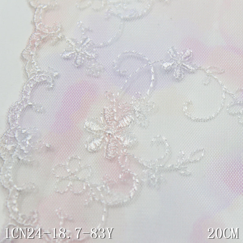 【1pack】-freedombeauty|Light Purple Pink Printed Mesh Dreamy Single Wave Pattern Embroidered Lace Lolita Skirt Edge Home Textile Accessories