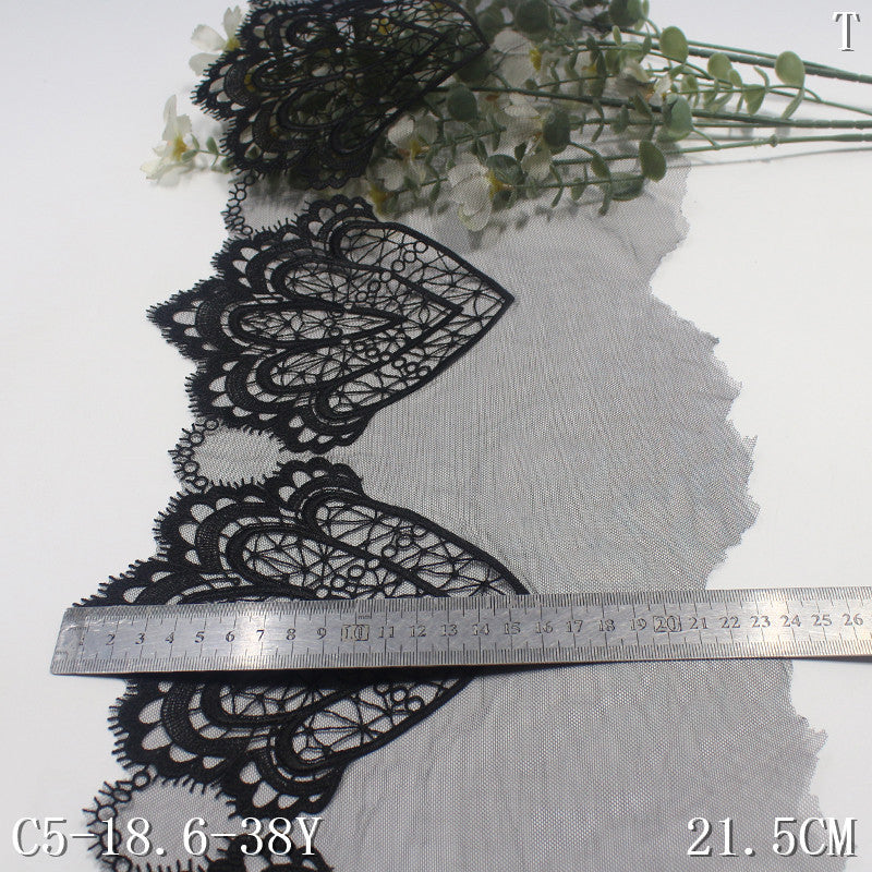 【1pack】-freedombeauty|Multicolor Single-Sided Flat Embroidery Diamond Mesh Lace Trim 21cm Curtain Sofa Cushion Lace Trim Accessories