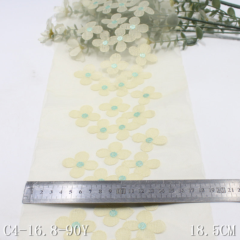 【1pack】-freedombeauty|Multicolor Mesh Fresh Flower Lightweight Embroidered Lace Trim 18cm Clothing Home Textile Lace Trim Accessories