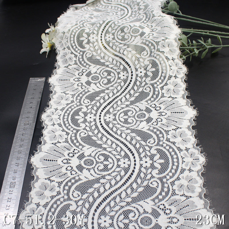 freedombeauty|Multicolor French Classical Floral Texture Elastic Eyelash 23cm Clothing Home Textile Lace Trim DIY