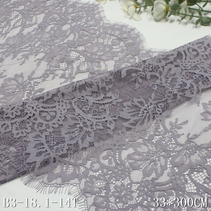 freedombeauty|Gray Purple Double-Sided Vintage Flower Non-Elastic Eyelash 33cm Curtain Sofa Cushion Lace Trim DIY