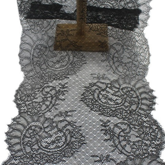 freedombeauty|Multicolor Double-Sided Wavy Gold Stamping Non-Elastic Wide Eyelash Lace Trim Clothing Curtain 29cm Lace Trim Accessories