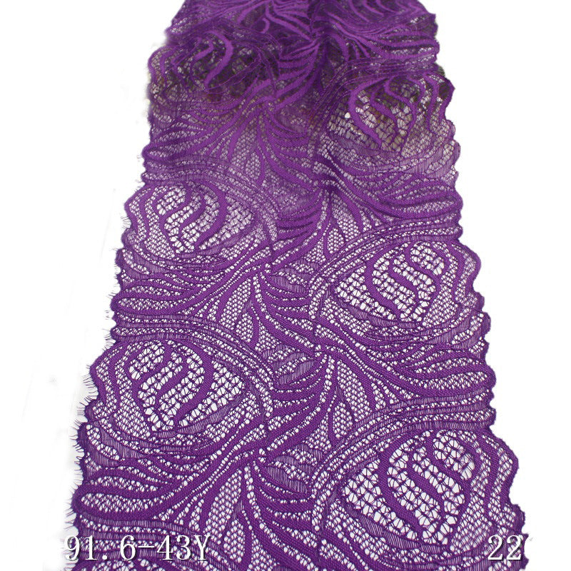 freedombeauty|Purple Double-Sided Wavy Ethnic Style Elastic Eyelash Lace Dance Costume Curtain 22cm Lace Trim Accessories
