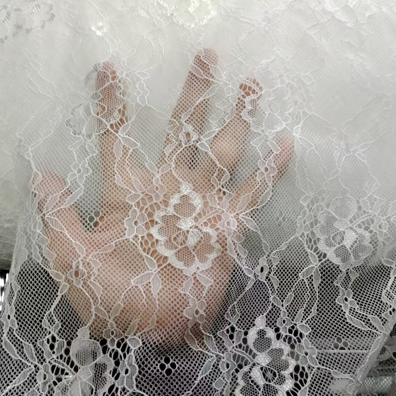 freedombeauty|Direct Supply Full Polyester Non-Elastic Large Peony Hot-Selling Lace Mesh Fabric for Underwear, Tops, Dresses, and Children's Clothing