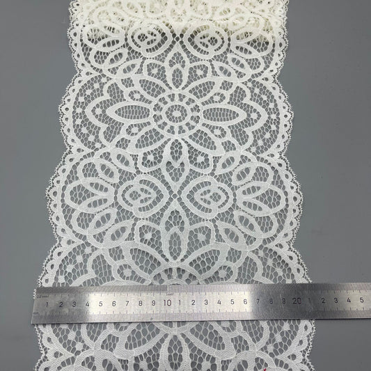 freedombeauty|21CM Handmade Elastic Lace Trim White Wedding Dress Hollow Lace Nylon DIY Clothing Accessories