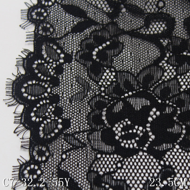 freedombeauty|Black Double-Sided Vintage Flower Lightweight Elastic Eyelash Lingerie Curtain Clothing Lace Trim DIY