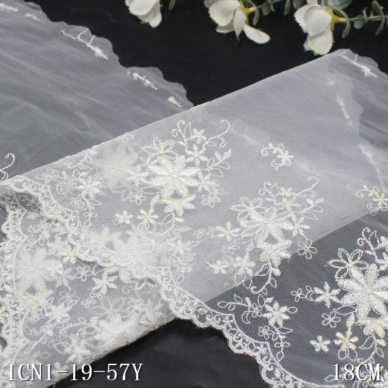 【1pack】-Freedombeauty | Multi-Color French Unilateral Silver Silk Small Flower Embroidery Lace 16cm Clothing Home Textile Lace Accessories DIY