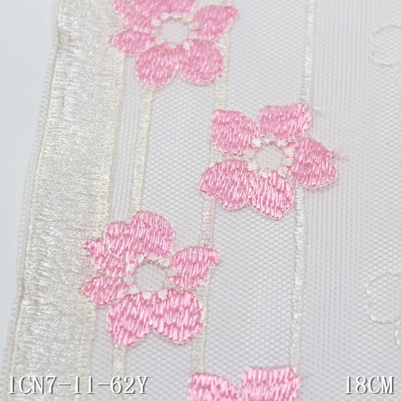 【1pack】-freedombeauty|Straight Edge Single Wave Fresh Flower Mesh Embroidery Trim Curtain Sofa Cushion Lace Trim DIY