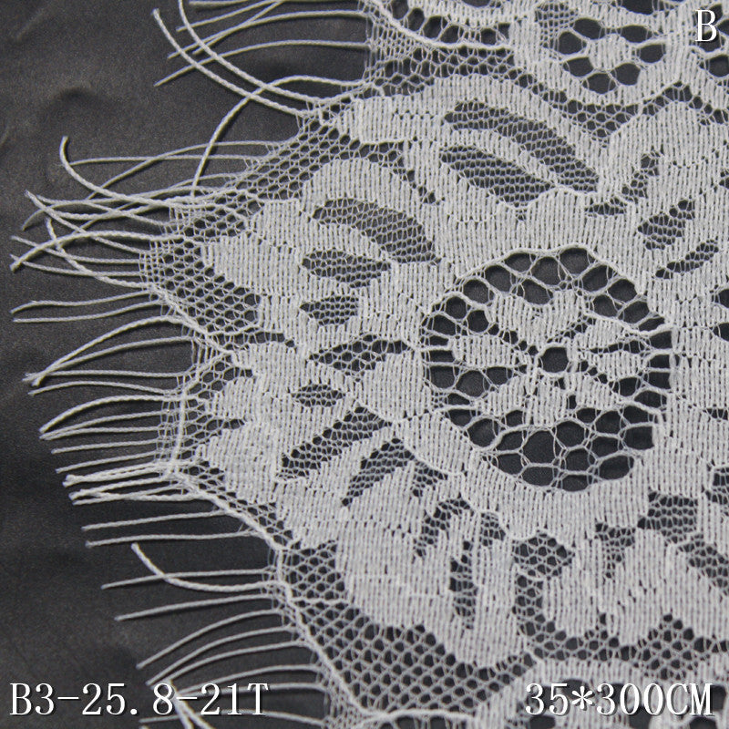 freedombeauty|Deep White Full Double Wave Pattern Romantic Non-Elastic Eyelash Wedding Dress Curtain Decoration Lace Trim