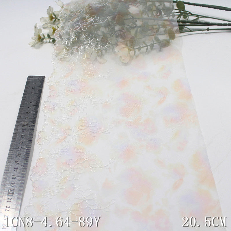 【1pack】-freedombeauty|Orange Floral Print Mesh Gentle Fresh Small Lace Embroidery Lightweight Lolita Skirt Edge Neckline Accessories DIY