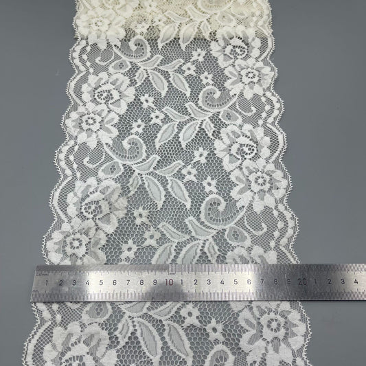 freedombeauty|20CM White Elastic Lace Trim Handmade Hollow Lace Wedding Dress Lingerie Decoration Accessories Lace