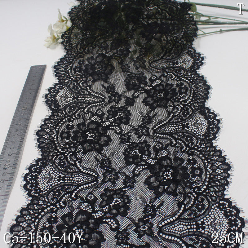 freedombeauty|Black Elastic Eyelash French Full Pattern Lace Trim Soft Sexy Lingerie DIY