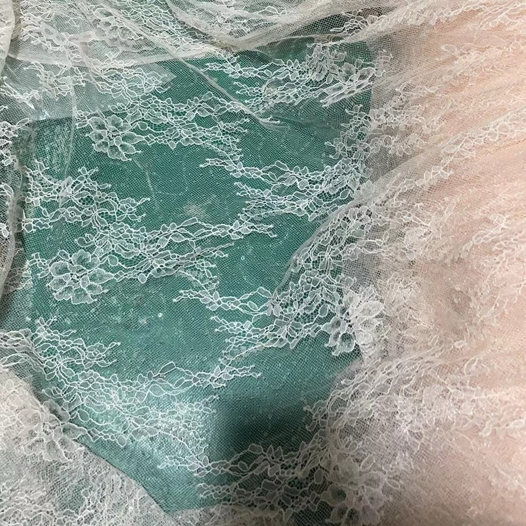freedombeauty|New Hot-Selling Spring Summer Shiny Nylon Polyester Non-Elastic Sheer Large Floral Cut Lace Embroidery Wedding Dress