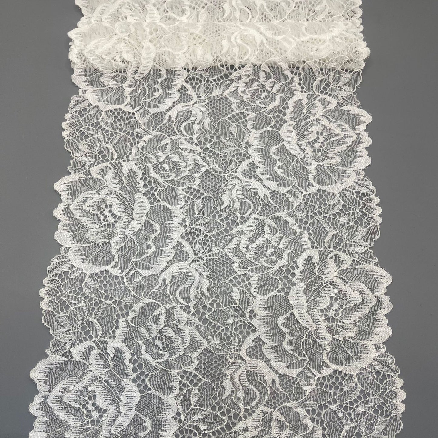 freedombeauty|24cm Handmade Wedding Dress Accessories White Elastic Lace Trim Hollow Design