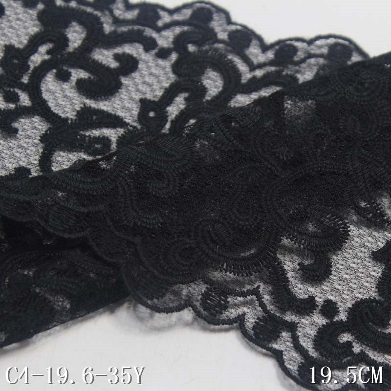 freedombeauty|Black Lace Mesh Full Edge Pattern Embroidery Trim Curtain Accessories for Mom's Dress