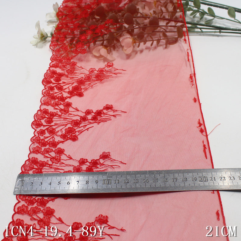 【1pack】-freedombeauty|Multicolor Mesh Ancient Style Small Flower Lightweight Embroidered Lace 20cm Traditional Hanfu Lace Trim DIY Accessories