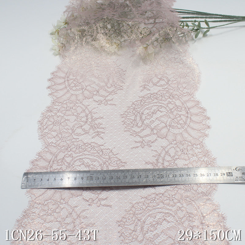 freedombeauty|Multicolor Double-Sided Wavy Gold Stamping Non-Elastic Wide Eyelash Lace Trim Clothing Curtain 29cm Lace Trim Accessories