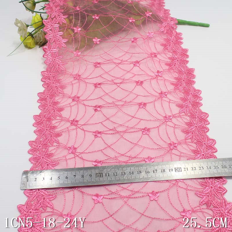 【1pack】-Freedombeauty | Pink Mesh Bilateral Texture Flower Embroidery Lace DIY Curtain Sofa Cushion Lace Accessories