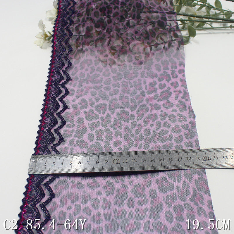【1pack】-freedombeauty|Leopard Print Single Side Silver Thread Mesh Embroidery Trim 19cm Curtain Sofa Cushion Lace Trim Accessories