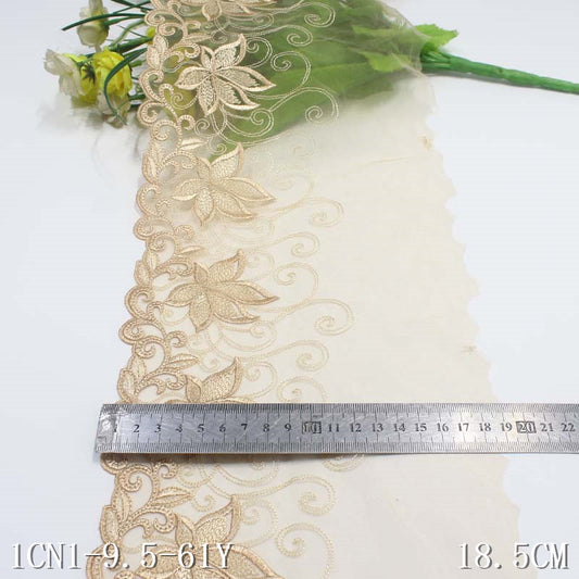 【1pack】-freedombeauty|Two-Color Single-Sided Exquisite Leaf Pattern Mesh Embroidery Trim Curtain Sofa Cushion Lace Trim Accessories